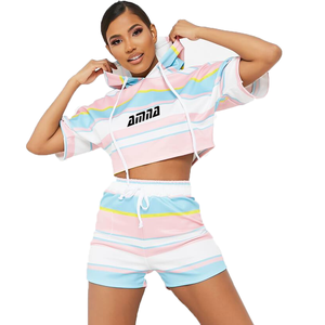 Sweat à capuche de Style personnalisé pour femmes, ensemble personnalisé, Design haut court avec impression de Logo privée - Product Image 3