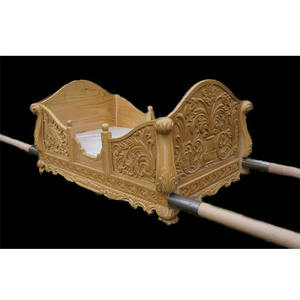 Indian Wedding Wooden Carved Bridal <b>Doli</b> Open Wedding <b>Doli</b> for Bride Entry Golden Carved Wooden Wedding Palki USA Factory Sale - Product Image 1