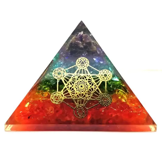 Zeven Chakra Orgone Piramide Groothandel Kristal Genezing Gegraveerde Usui Reiki Symbolen Edelsteen Positieve Energie Edelsteen