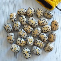 Fait à la main 25 PCS Dalmatien Jaspe Cristal Aîné Futhark Rune Set Sculpté Reiki Guérison Chakra Équilibre Feng Shui Gravure Peinture