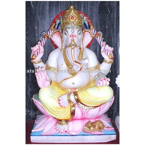 Estatua de mármol de Ganesha colorida - Product Image 1