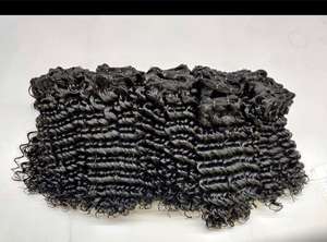 Extensiones de cabello humano con cierre de mechones de trama rizados profundos de pelo grueso de doble dibujado de proveedor barato de la India de la mejor calidad - Product Image 2