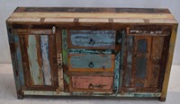 Meuble de rangement convertible pour bouteilles de vin, style industriel, en bois massif de récupération, couleur vieillie, sur mesure et réglable