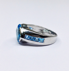 Bagues en pierre précieuse en topaze bleue, argent Sterling 925, plaqué or, fait à la main, bon marché quantité minimale de commande vente en gros - Product Image 3