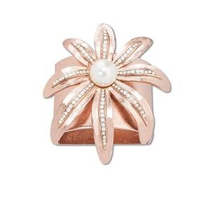 Rond de serviette de mariage classique en métal aluminium avec motif floral Taille et logo personnalisés - Product Image 5