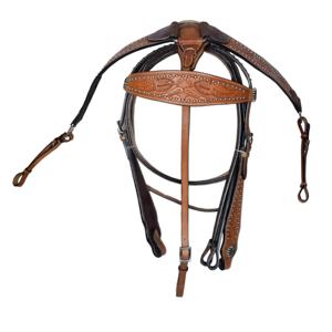Premium Leather LLT Western Horse <b>Bridle</b>-Head Stall & Breast Plate Brown/Black Colors -Cob-Full Sizes - Product Image 3