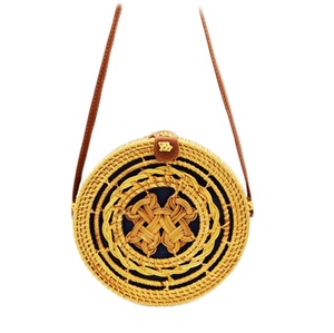 Classique Vintage rétro rotin sac de plage tissé à la main paille coton Polyester doublure étoile motif ceinture Style voyage sac à main - Product Image 2