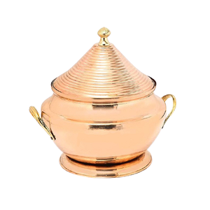 Plat de service en cuivre dernier modèle avec support de créateur chauffe-plats de forme ronde de qualité supérieure - Product Image 5