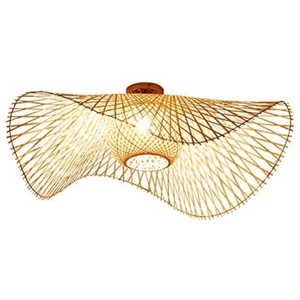 Rustic Style Ceiling Lamp with <b>Bamboo</b> Lamp <b>Shade</b> <b>Lighting</b> for Living Room Bedroom Restaurant or Bar-Wholesale Storage Baskets - Product Image 1