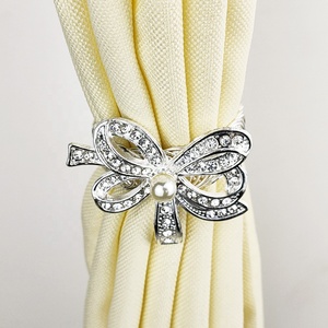Crystals Jewelled Curtain Ring Clip Ribbon Bowknot Curtain Tieup Curtain <strong>Tieback</strong> - Product Image 5