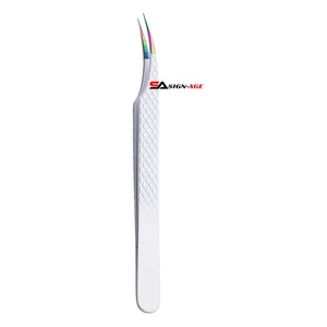 Pinzas de extensión de pestañas con agarre de diamante blanco de alta calificación Curved Multi Tip Acero inoxidable Mega Volume Lash Beauty Punta puntiaguda - Product Image 4
