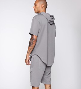 ขายส่งใหม่ออกแบบแขนสั้น Streetwear Hoodie เหงื่อกางเกงขาสั้นฤดูร้อนสั้นชุดสำหรับชาย - Product Image 2