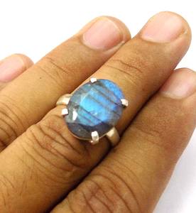 แหวนอัญมณีเจียระไนเบาะรอง Lapis Lazuli ขนาด10x12มม. แหวน925ชุบทองสีเงินขนาด10x12มม. สำหรับแหวนหมั้น - Product Image 2