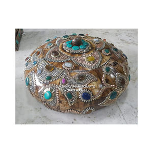 Luxury Handmade Mother of Pearl Antique <b>Box</b> with Bone Inlay Marble Exterior <b>Brown</b> for Jewelry <b>Storage</b> - Product Image 1