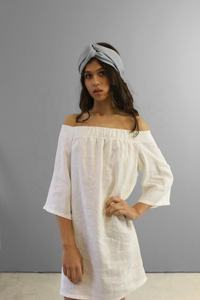 Simplee — robe mi-longue en lin, épaules dénudées, manches 3/4, tenue de plage élégante, style Boho, pour les vacances d'été - Product Image 2