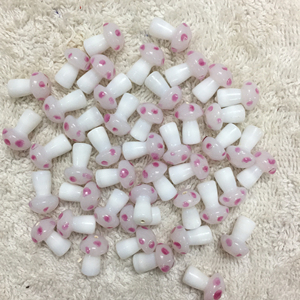 Handmade <b>Light</b> Pink <b>Mushroom</b> Shape Lampwork Glass Beads for jewellery & DIY Crafts Crystal Supplies - Product Image 1
