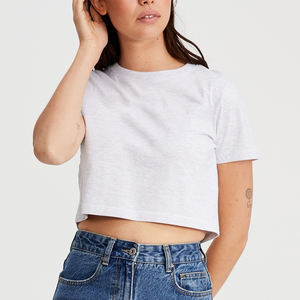 Crop Top T Shirts Sexy Basic Short TShirts White Women Shirts 2021 Short Sleeve Crop Tops with Custom Logo - Product Image 6