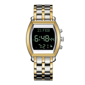 Azan-montre pour prière musulmane, en acier inoxydable, pour prière, qibla boussole, <span class=keywords><strong>kaaba</strong></span>, affichage lcd, étanche, vente en gros - Product Image 2