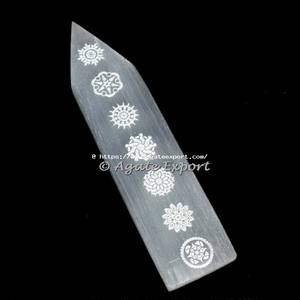 7 Chakra sculpté sélénite baguette pierre naturelle cristal pierre précieuse pour Massage guérison Feng Shui amour avec ange motif Bracelet - Product Image 4