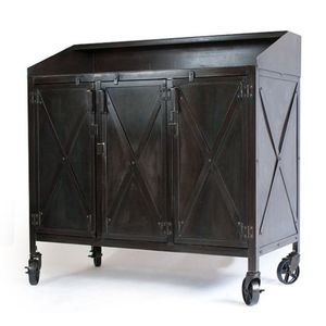 Bookcase <b>Storage</b> Shelf Farmhouse Cabinet Furniture Industrial Style Two-door Metal Iron Antique Living Room Furniture Flat Panel - Product Image 1