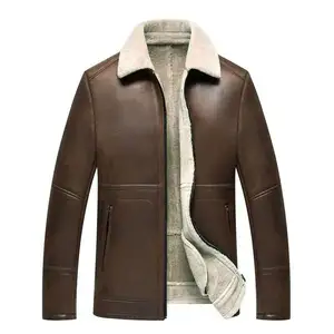 Veste en cuir pour hommes personnalisée de style de rue Meilleur design de haute qualité Poitrine Grandes poches Veste en cuir marron - Product Image 1