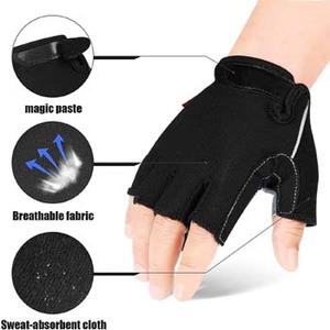 Guantes Unisex de Medio Dedo, Ligeros, Antideslizantes, Transpirables, Almohadilla de Gel, Absorbente de Golpes, Correa de Muñeca Ajustable, Poliéster y Algodón - Product Image 2