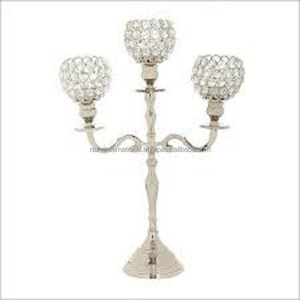 เชิงเทียนคริสตัล5แขนทำด้วยมือสลักลายนูนโลหะอลูมิเนียมชุบนิกเกิลตกแต่งบ้านหรูหราสำหรับอีสเตอร์บรรจุในกล่อง - Product Image 4