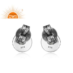 Pendientes de plata de primera ley con perla blanca para mujer, aretes pequeños, plata esterlina 925, estilo oxidado - Product Image 3