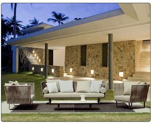 Estilo europeo simple moderna de metal cinturón y sala de jardín o patio balcón <span class=keywords><strong>kettal</strong></span> en forma de L conjunto de sofá - Product Image 4