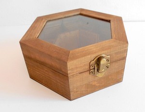 Boîte d'emballage de bijoux en bois et verre faits à la main Design tendance à la mode pour bracelets Boîte de rangement pour eyeliner en bois - Product Image 5