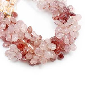Cuentas sueltas con forma de pera facetada de cuarzo fresa Natural 8x12MM a 9x16MM piedras preciosas de alta calidad para joyería 9 pulgadas - Product Image 3