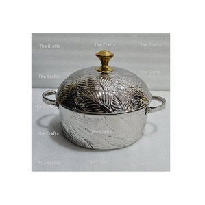 Stainless Steel Serving Casserole Dish Hot <b>Pot</b> <b>With</b> Brass Knob For Home Hotel And Restaurant Serving Food Hot <b>Pot</b> - Product Image 1