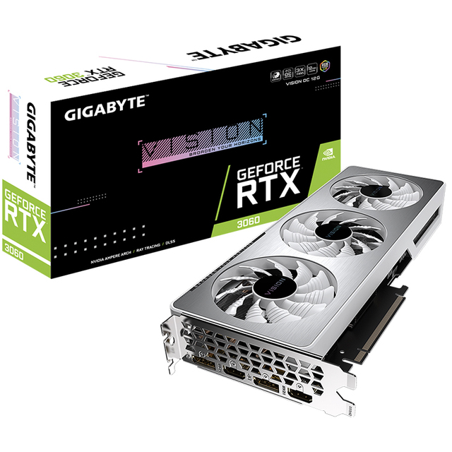 Used GIGABYTE RTX 3060 VISION OC 12G Gaming Graphics Card with GDDR6 Support OC 3060TI 3070 3070TI 3080 3080TI GPU