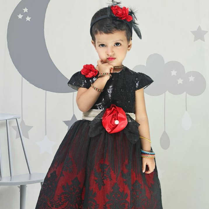 New collection of jequard net frock with hairband new party wear fancy design for baby girl