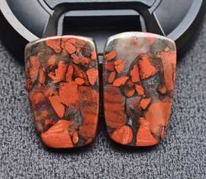 Ruitabu — paire de pierres précieuses de jaspe consacré, pour boucles d'oreilles, cristal minéral naturel - Product Image 1