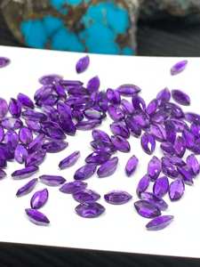 Piedra preciosa de cuarzo de corte Marquesa facetado de amatista Natural de 10x5 MM de alta calidad, piedra natal de febrero para la fabricación de joyas - Product Image 5