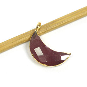 เครื่องประดับจี้ทองเหลืองรูปพระจันทร์เสี้ยว20x8สีม่วง - Product Image 1