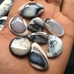 Nouvel arrivage de pierres précieuses d'agate blanche de haute qualité Cabochon d'opale de dendrite en vrac en forme de poire-pour la fabrication de bijoux bagues et pendentifs - Product Image 2