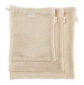 Bolsa de malla transparente con logotipo personalizado, embalaje ecológico para verduras, bolsas de algodón 100% orgánico reutilizables con cordón - Product Image 1