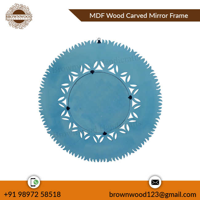 Stylish MDF Wood Carved Handmade Wall Hanging Mirror Frame Round Shaped for Room Decoration Home Decor Gifts Mirror Frame