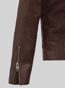 New Design Winter 2020 - 2021 <b>Scrubbed</b> Sheep Leather Unisex Moto Biker Brown Colour Jacket - Product Image 4