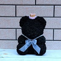 BLH mahkota bunga sabun bahan PE alami, mahkota berlian Teddy Bear hadiah Hari Valentine dengan kotak hadiah mewah 38cm