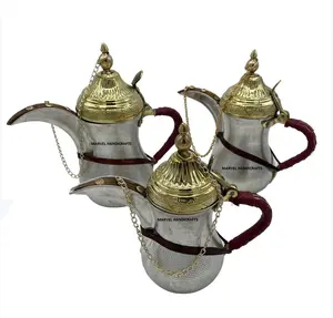 RAMADAN 2022 BRASS DALLAH TEA COFFEE POT MANUFACTURER FROM INDIA DALLAH ARABIC COFFEE MAKER EID HOLIDAYS COFFEE & TEA SETS GULF