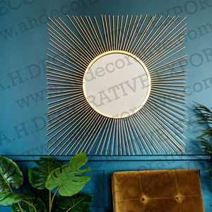 High Quality Design Wired Iron Made <b>Gold</b> Plated Fancy Design Decorative Handmade Wall <b>Mirror</b> for Sale - Product Image 3