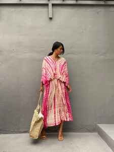 Caftán largo hecho a mano para mujer, Vestido largo de algodón para vestir en la playa, 2022 - Product Image 4