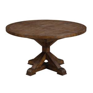 Table à manger en bois de chêne massif fini mat 2022, table ronde, style industriel, vintage - Product Image 2