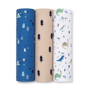 Manta de bebé de muselina orgánica ultrasuave de alta calidad de algodón polar a rayas patrón de dibujos animados Swaddle Four Seasons Eco-Friendly - Product Image 1
