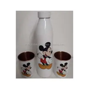 Micky Mouse Creative water copper bottle with glass