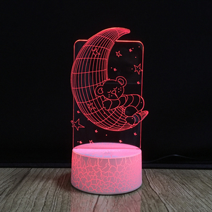 Lámpara de escritorio con USB, luz LED 3D, Luna, oso, ilusión óptica, cambio de 7 colores - Product Image 2