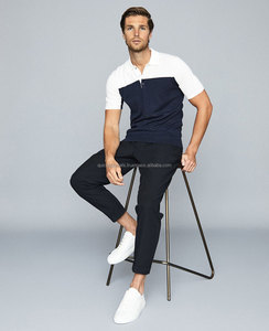 New High Quality Custom Cotton White Blank Golf for Shirt Uniform Turtleneck Collar Terry <b>Fabric</b> Men's with <b>Trim</b> in Black White - Product Image 1